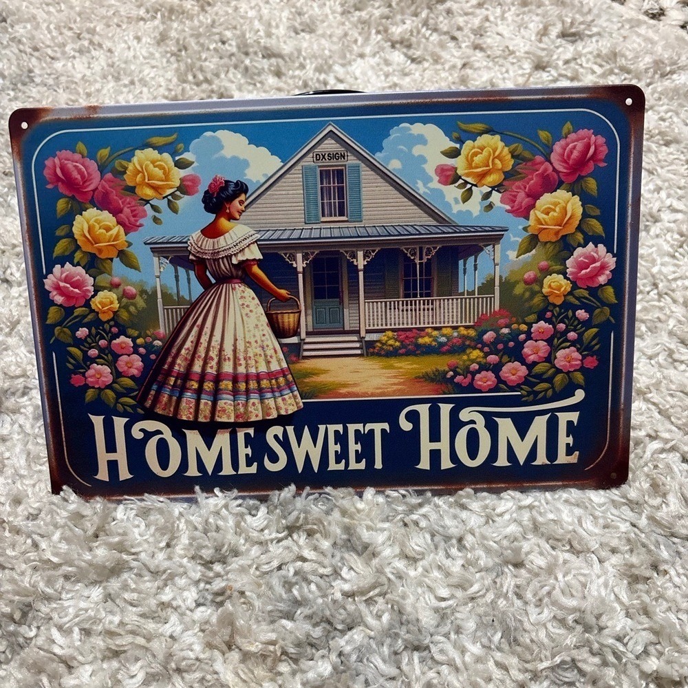 Home sweet Home classic vintage metal wall art 12x8" plaque‎